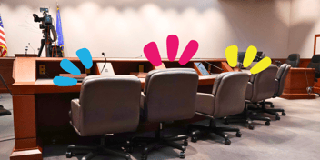 Chairs are pictured in a committee room