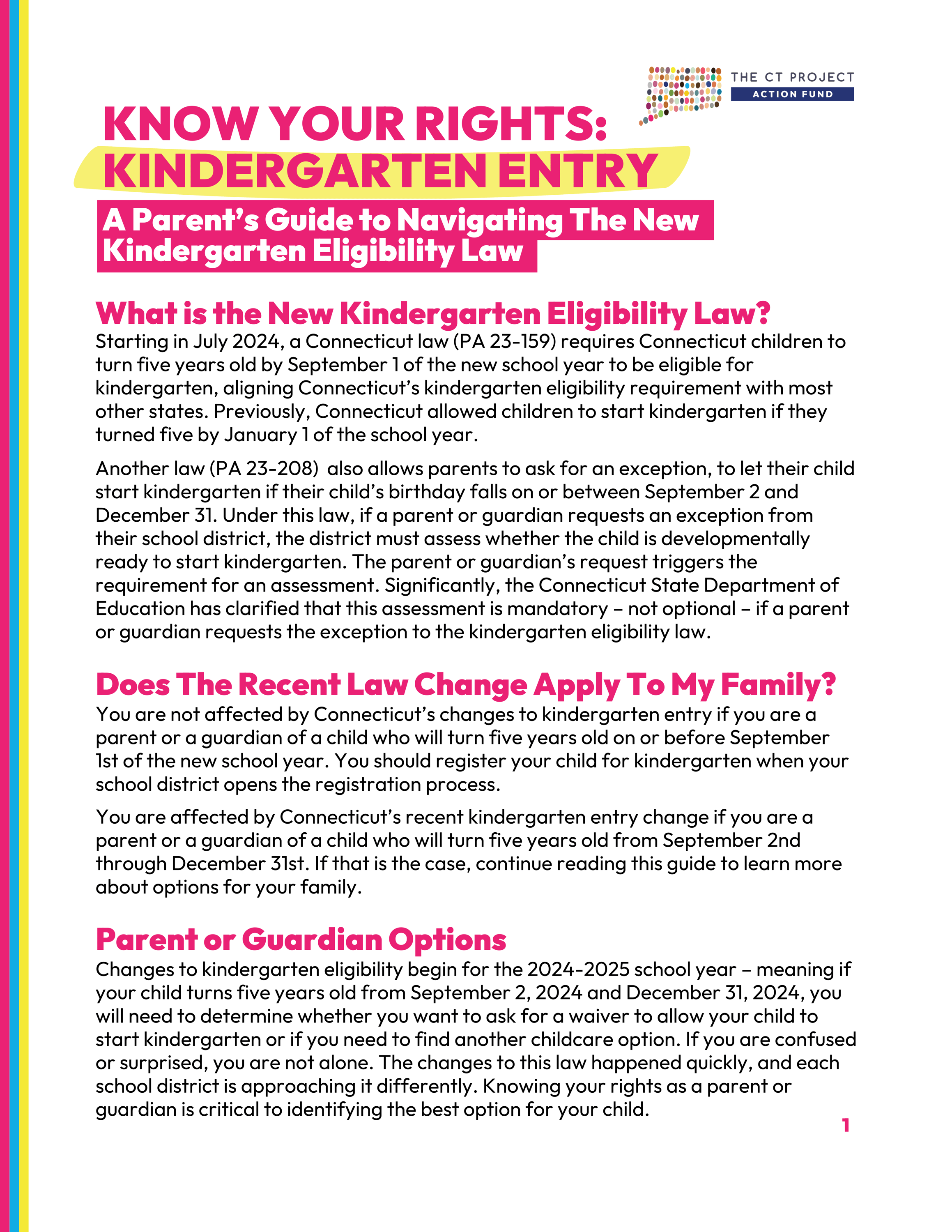 Know Your Rights: Kindergarten Entry Guide